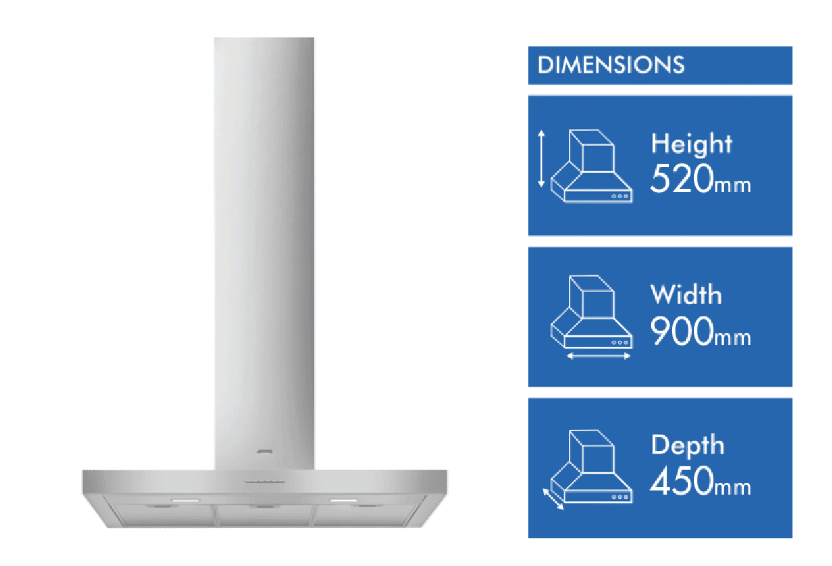 Smeg 90cm Wallmount T-Shape Rangehood