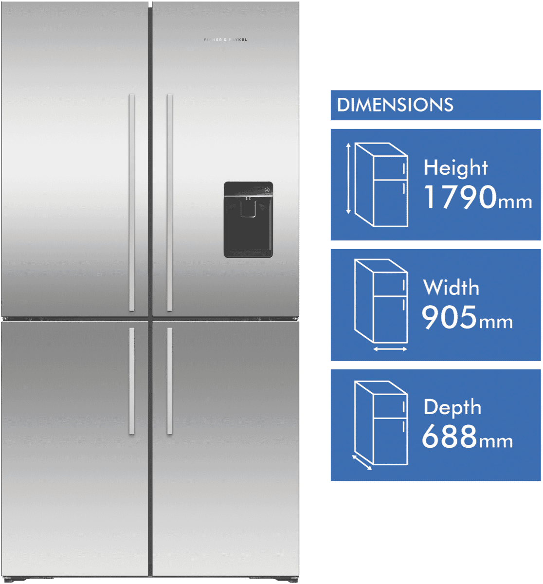 Fisher & Paykel RF605QDUVX2 538L Quad Door Refrigerator at The Good Guys