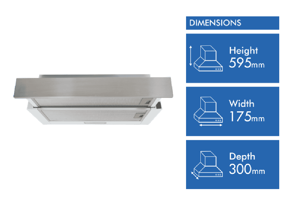 Milano 60cm Stainless Steel Slideout Rangehood