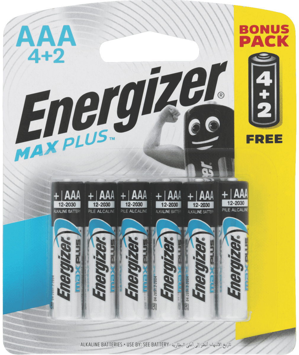 Energizer Max Plus AAA Batteries 4+2 pack