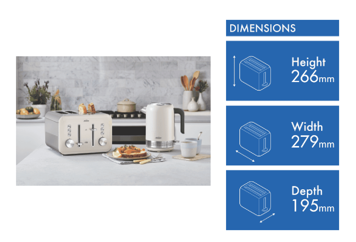 Sunbeam Simply Shine Cream 4 Slice Toaster