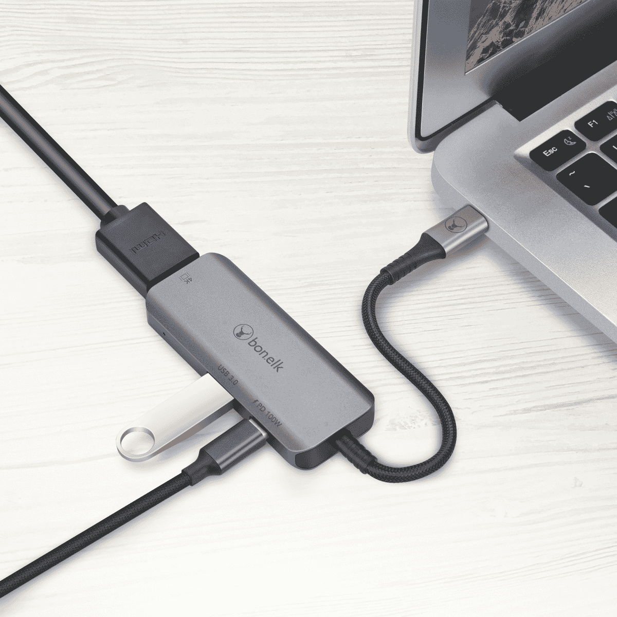 Bonelk USB-C 3-in-1 Multiport Hub (Space Grey)