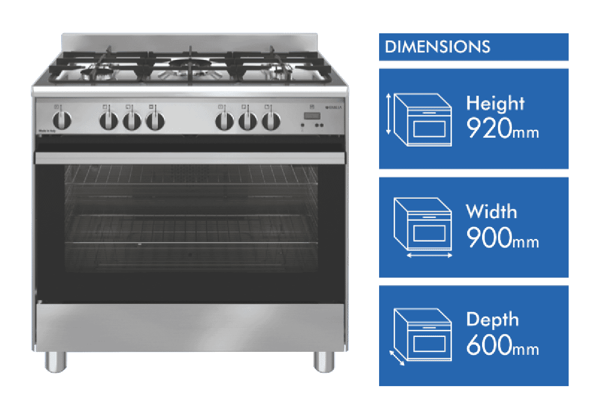 Emilia EM965GG 90cm Stainless Steel Gas Upright Cooker at The Good Guys