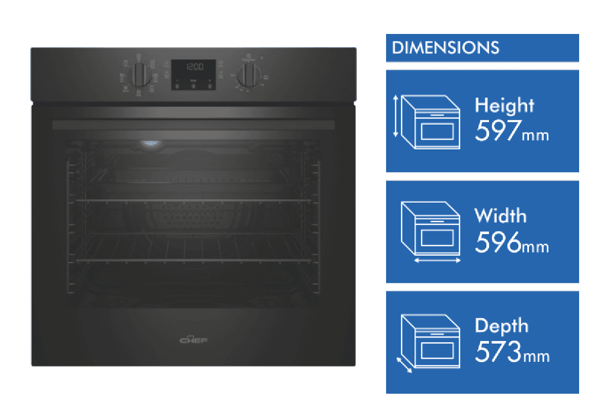 Chef CVE614DB 60cm Electric Oven Black at The Good Guys