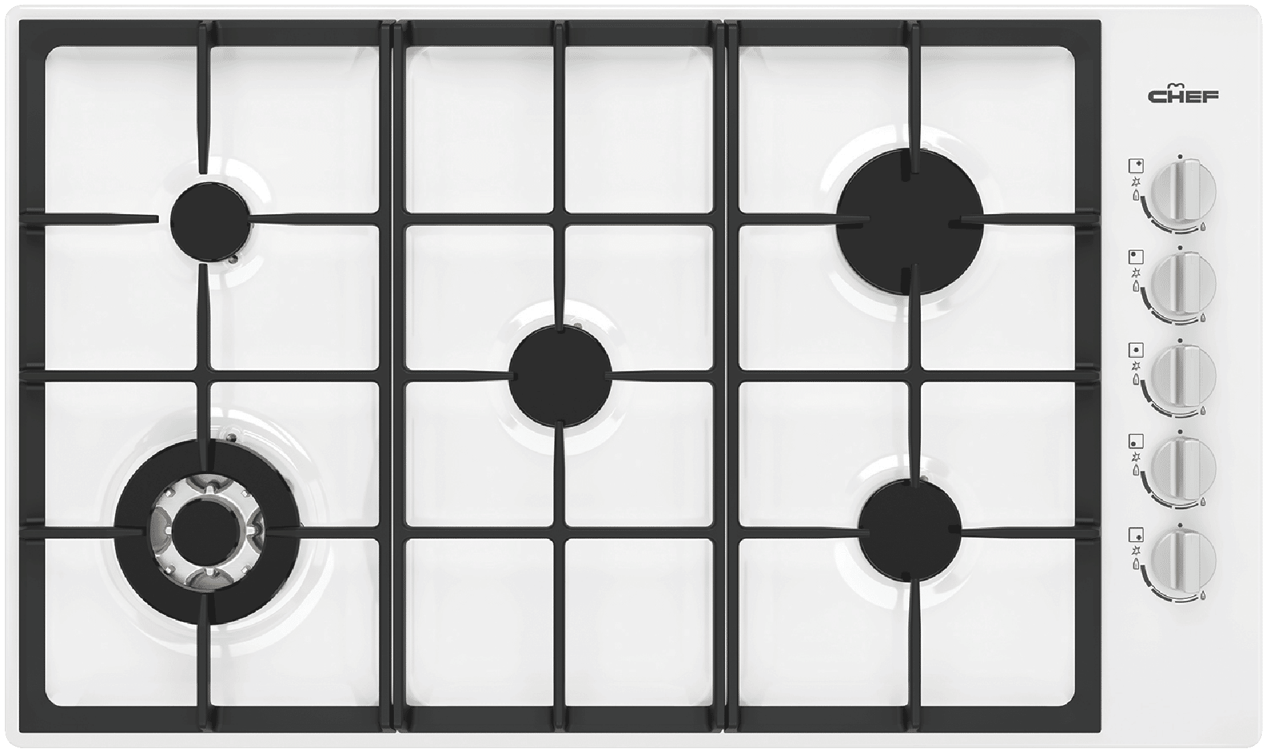 Chef 90cm Gas Cooktop White