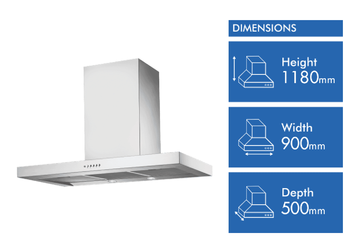 Chef 90cm Canopy Rangehood Stainless Steel