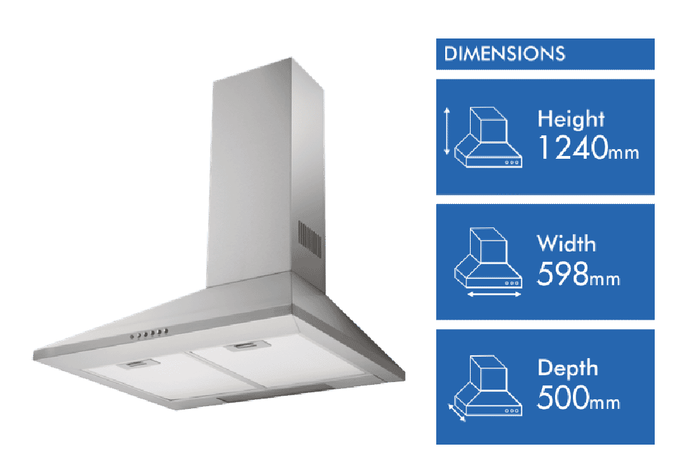 Chef 60cm Canopy Rangehood Stainless Steel