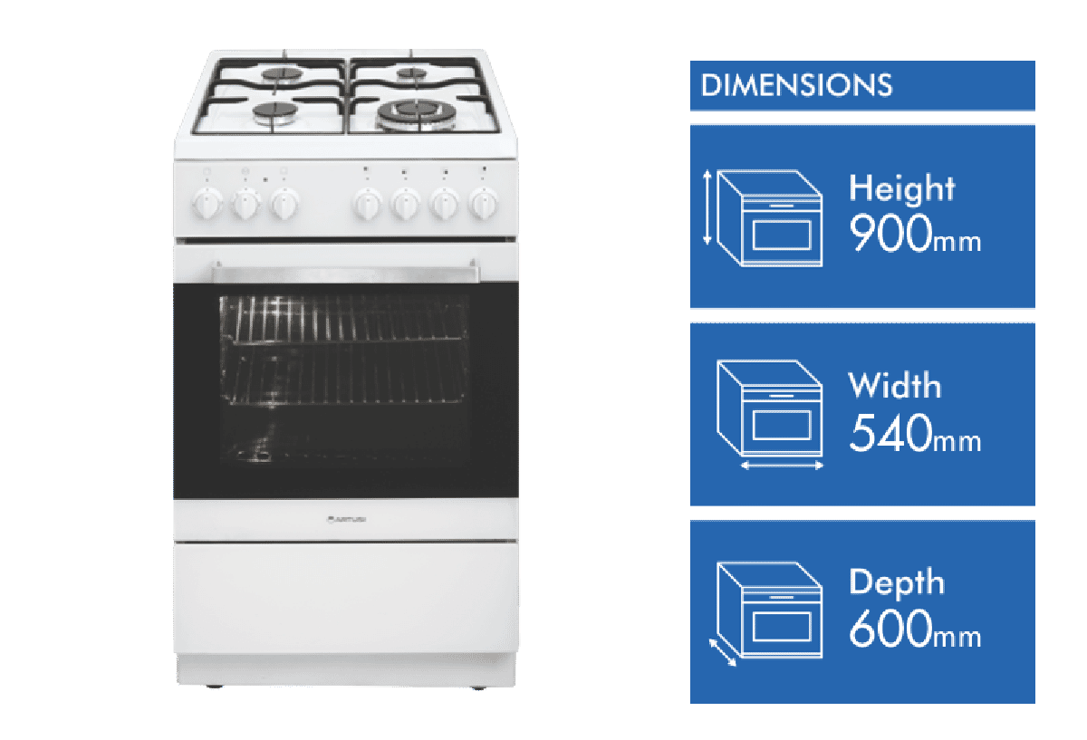 ARTUSI 54cm Upright Gas Cooker White