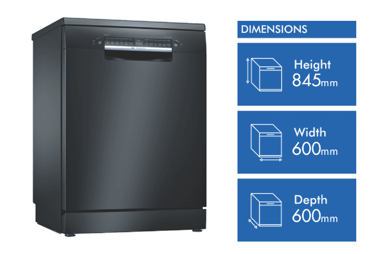 Bosch SMS4HVB01A 60cm Freestanding Dishwasher Black Inox at The Good Guys