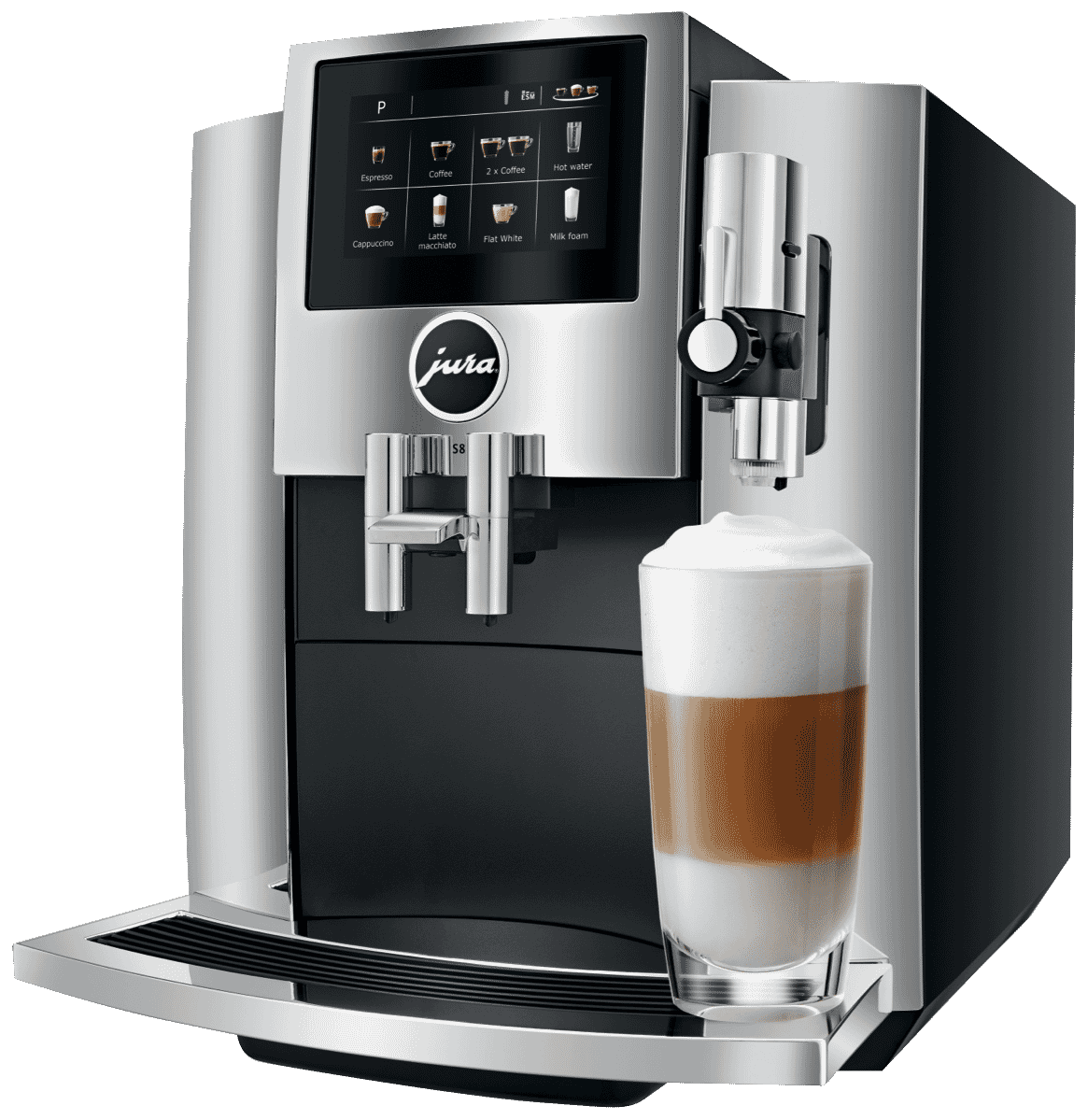 JURA 15443 S8 Chrome (Inta) Automatic Coffee Machine at The Good Guys