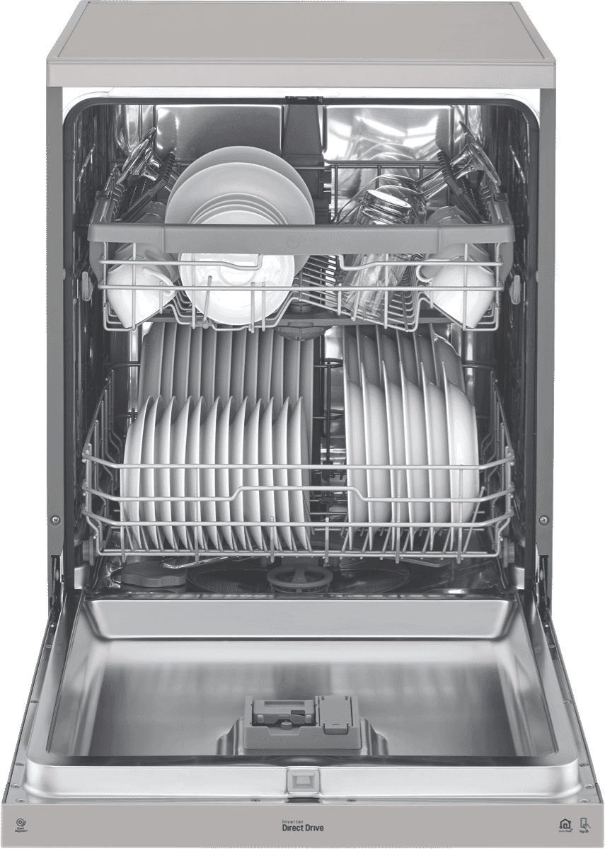 LG XD5B14PS 60cm Freestanding Dishwasher Platinum Steel at The Good Guys