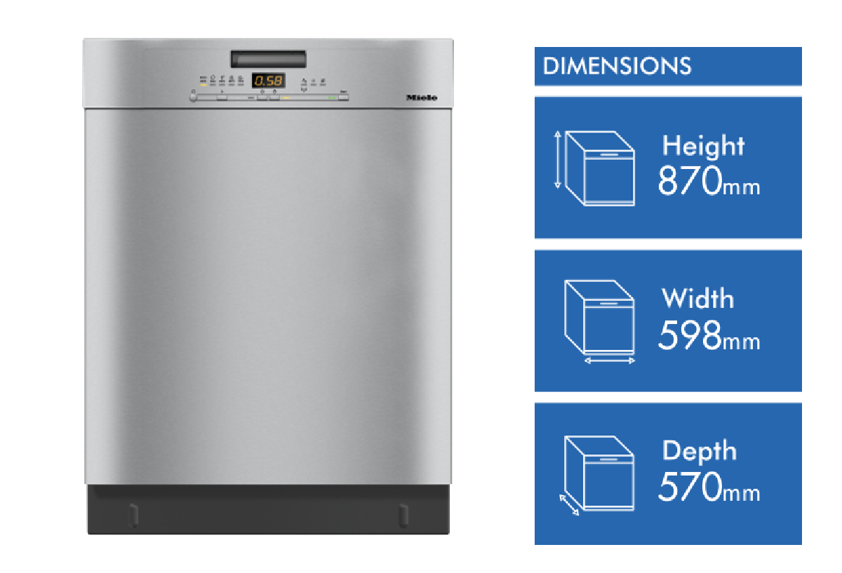 Miele G5000 SCU CLST 60cm Built Under Dishwasher CleanSteel at The Good