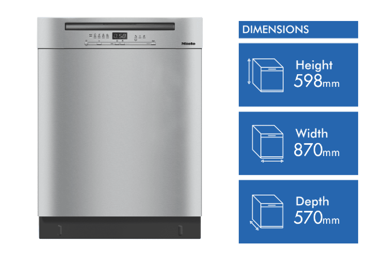 Miele G5210 SCU CLST 60cm Built Under Dishwasher CleanSteel at The Good