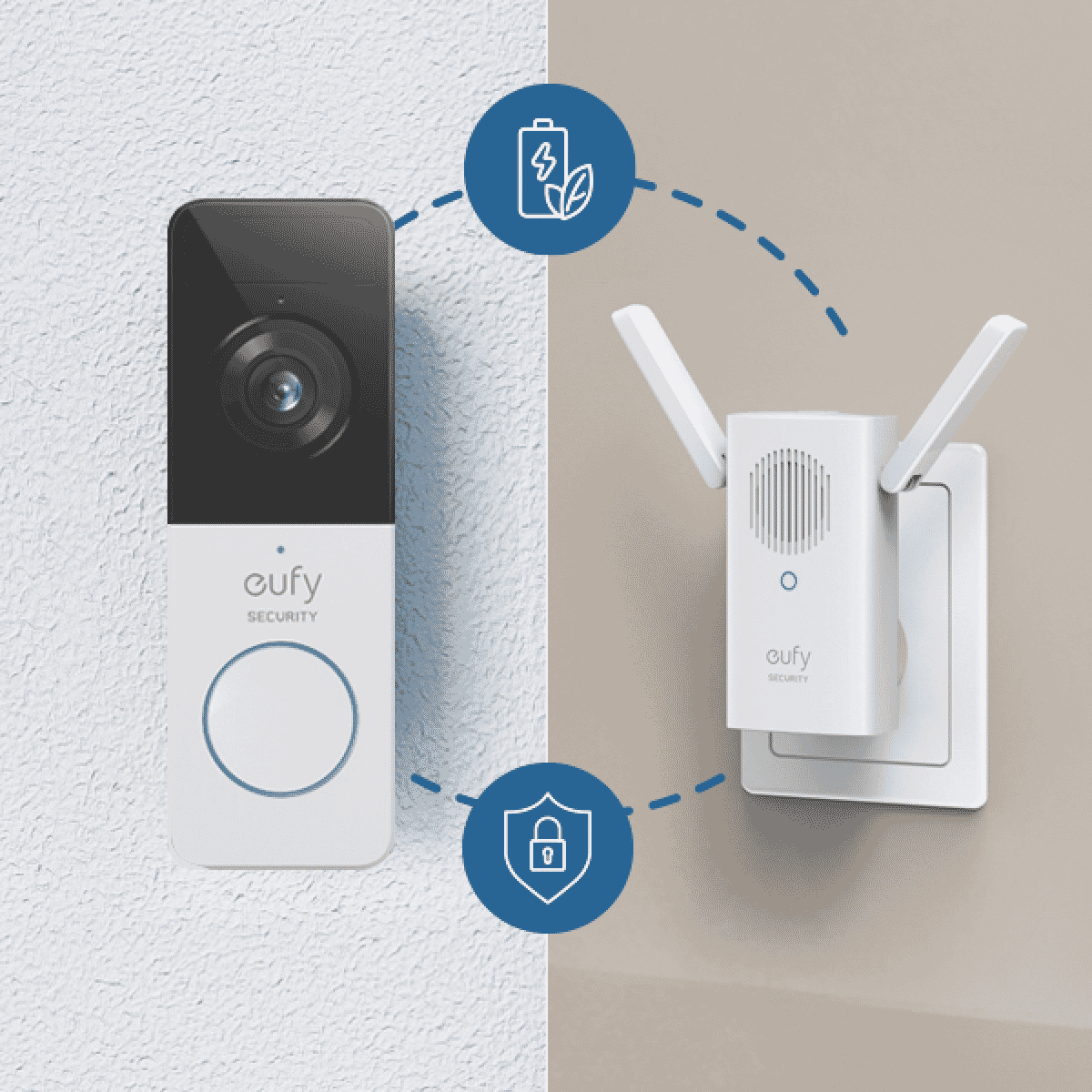 eufy E8220CW1 Security Slim HD Doorbell with Repeater at The Good Guys