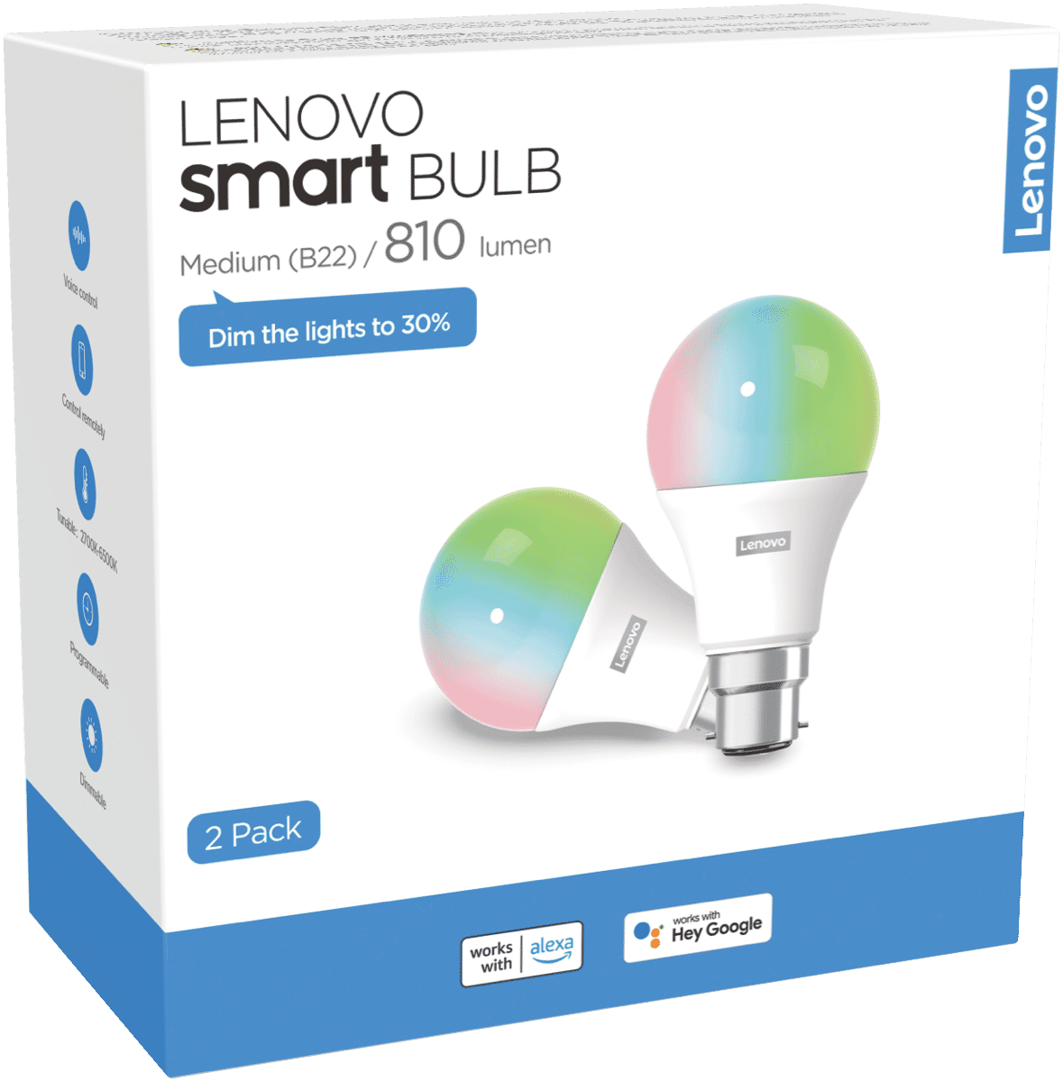 Lenovo Smart Bulb Colour (B22) 2 Pack ZG38C03635
