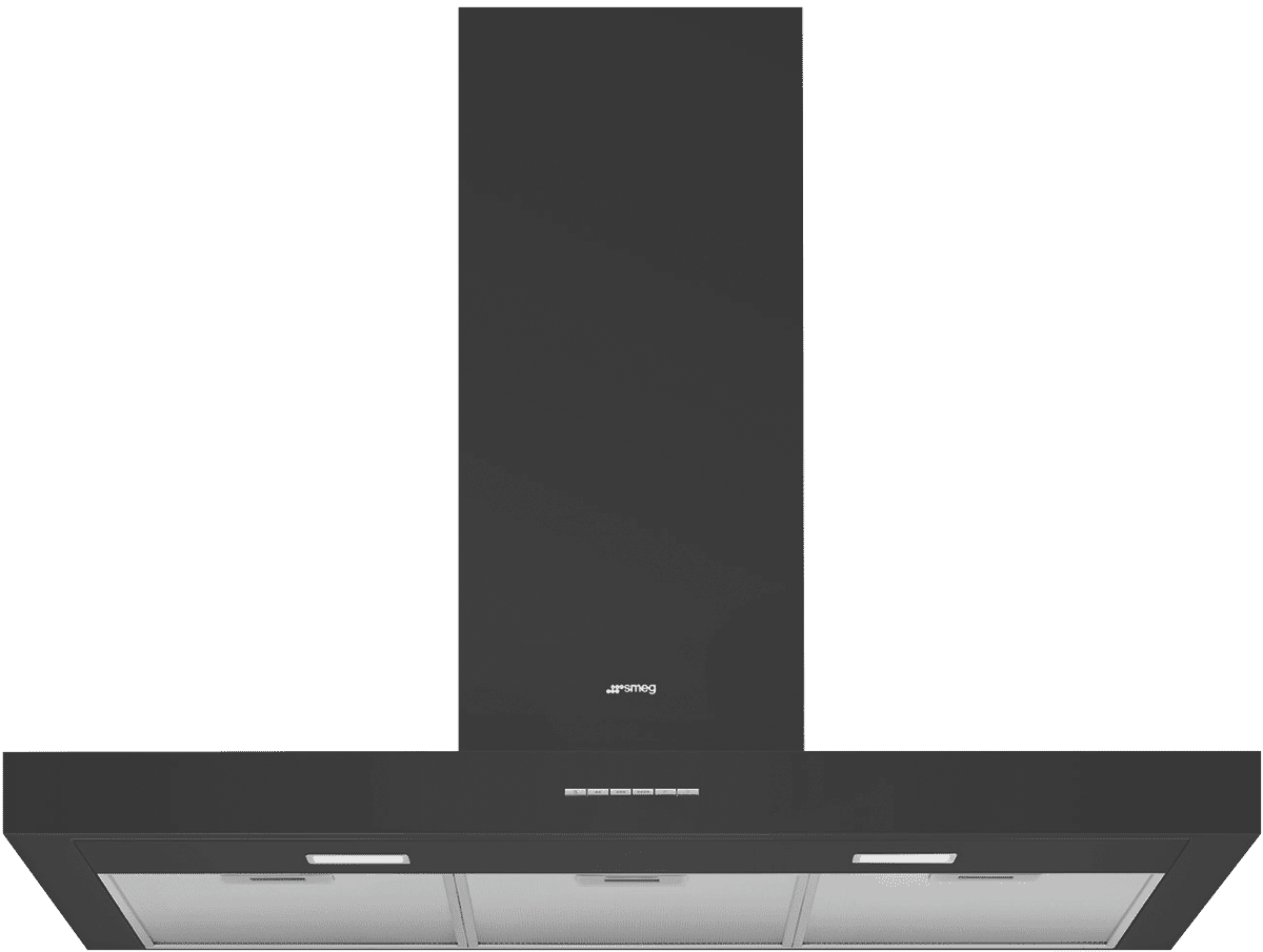 Smeg 90cm T Shaped Canopy Rangehood Black Gloss