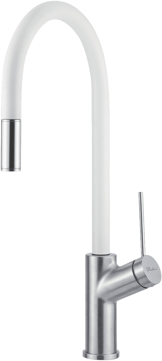 Oliveri Vilo White and Brushed Pull Out Mixer Tap