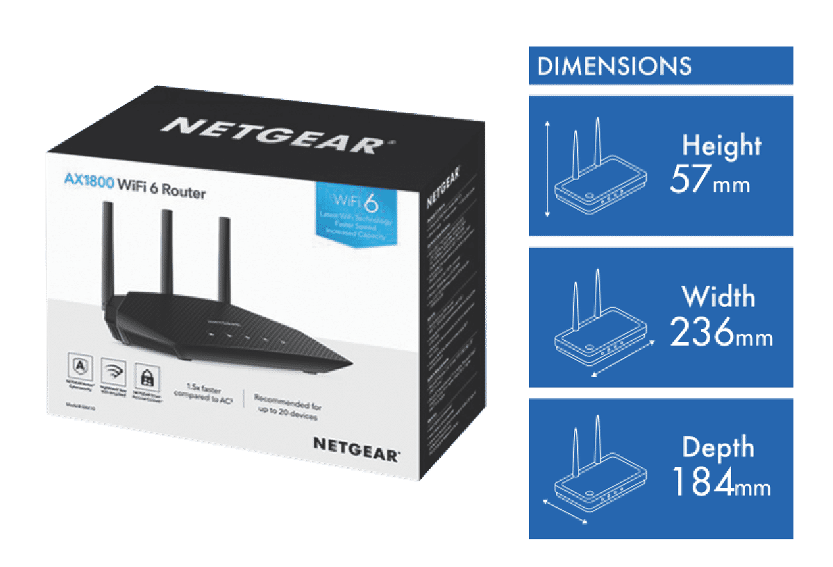 Netgear AX1800 WiFi 6 Router 4-Stream