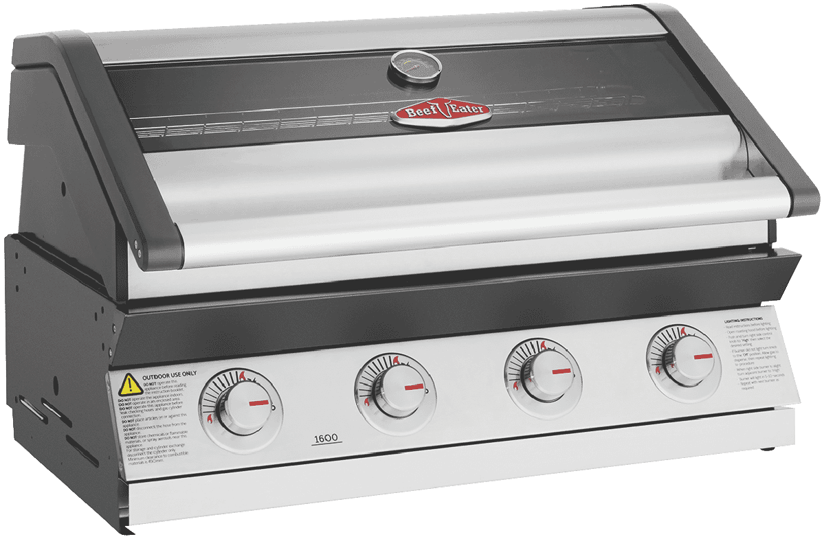 BeefEater BBG1640SA 1600 Series Stainless Steel 4 Burner Built In BBQ with Cast Iron Burners