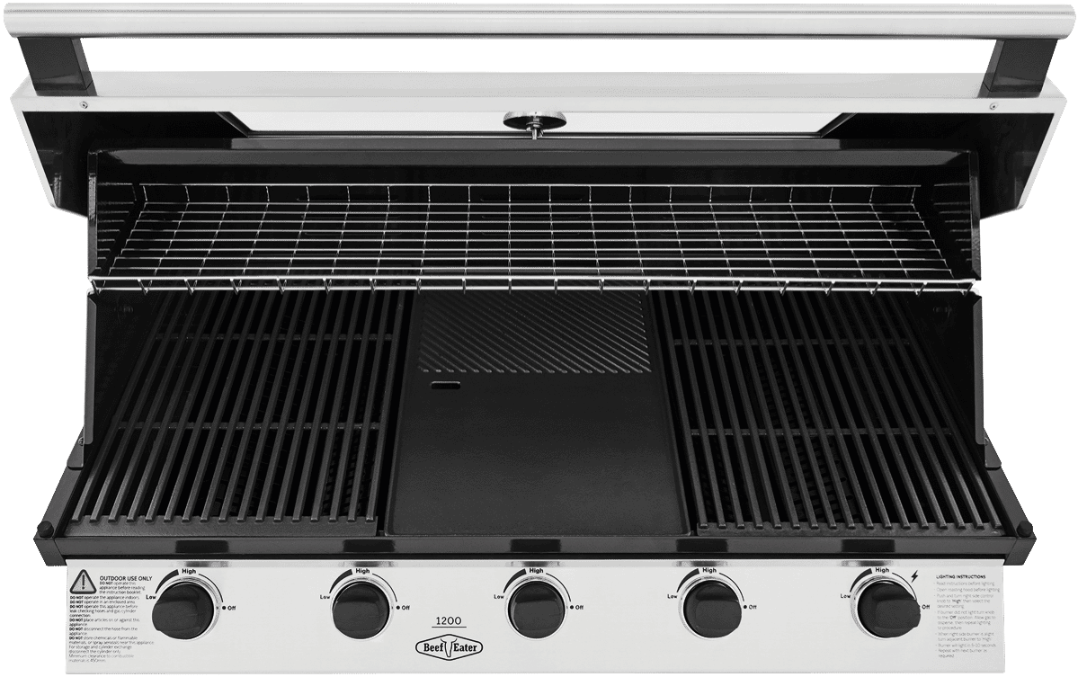 BeefEater BBG1250SB 1200 Series Stainless Steel 5 Burner Built In BBQ w/ Cast Iron Burners