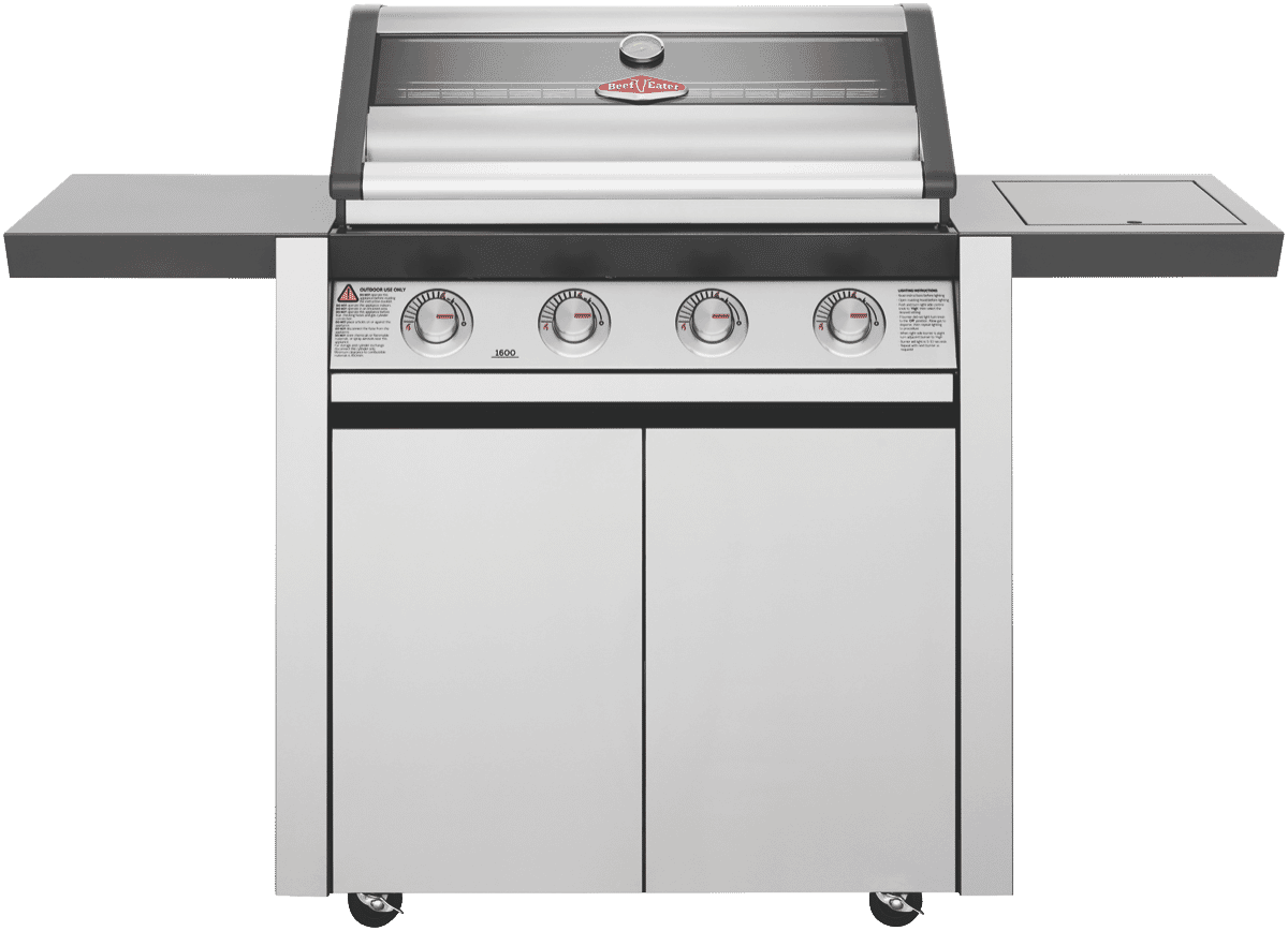 BeefEater BMG1641SA 1600 Series Stainless Steel 4 Burner BBQ & Trolley with Side Burner, Cast