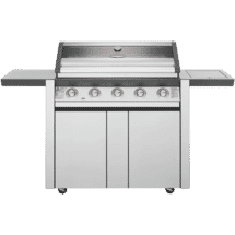 BeefEater1600 Series Stainless Steel 5 Burner BBQ & Trolley w/ Side Burner, Cast Iron Burners & Grills50077737