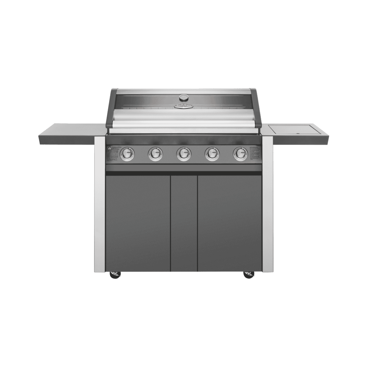BeefEater BMG1651DA 1600 Series Dark 5 Burner BBQ & Trolley with Side Burner, Cast Iron Burners