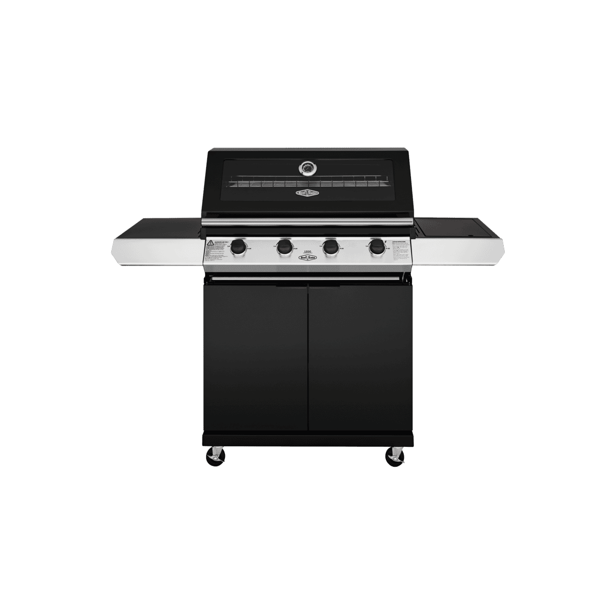 BeefEater 1200 Series Black Enamel 4 Burner BBQ & Trolley with Side