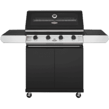 BeefEater1200 Series Black Enamel 4 Burner BBQ & Trolley w/ Side Burner, Cast Iron Burners & Grills50077743
