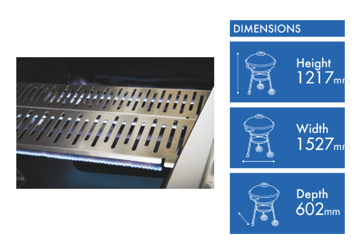 BeefEater 1200 Series Black Enamel 4 Burner BBQ & Trolley with Side