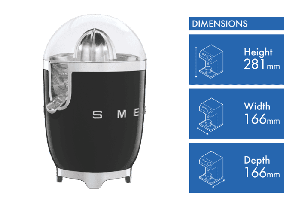 Smeg Citrus Juicer 50's Style Black