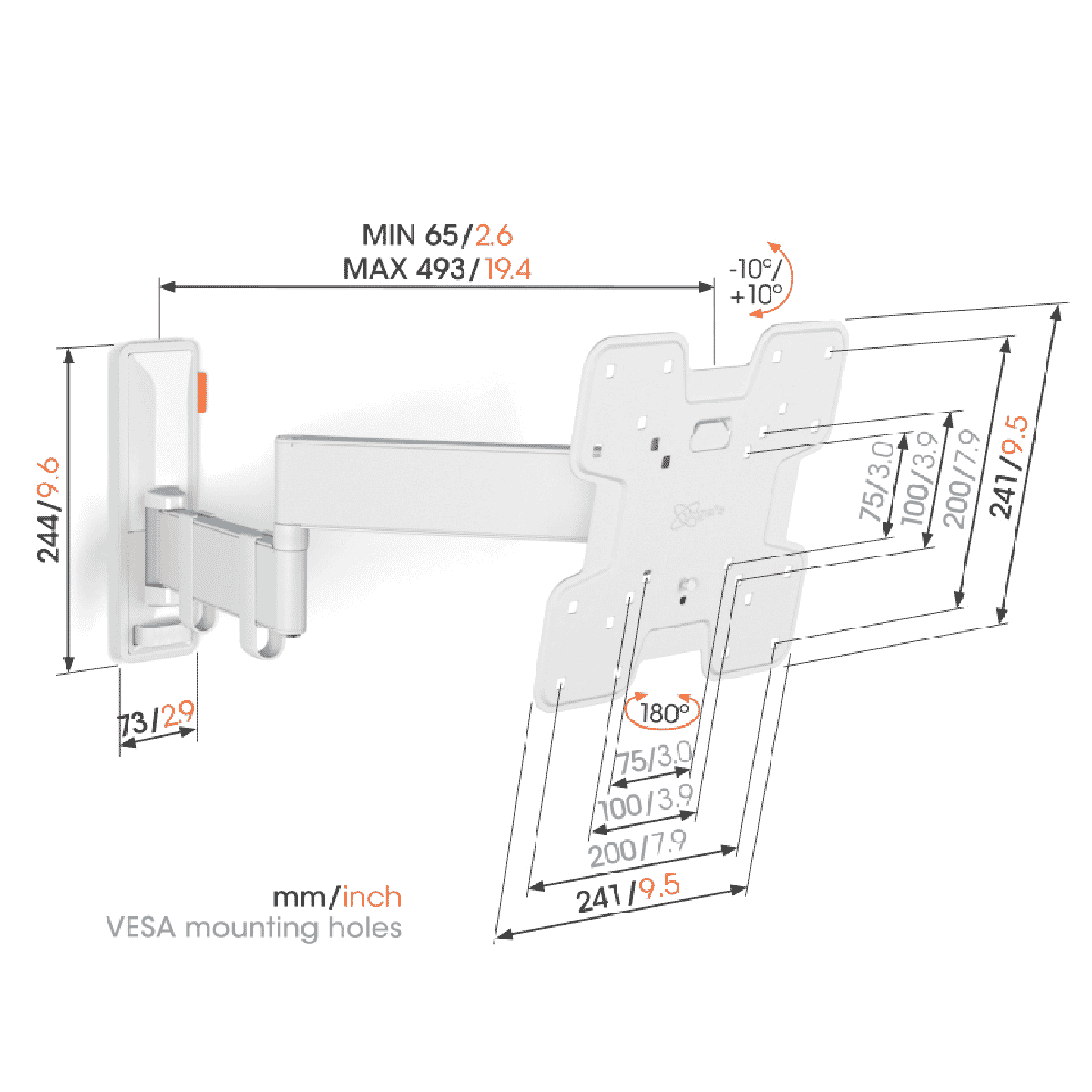 Vogels Full Motion+ TV Wall Mount White 19-43'