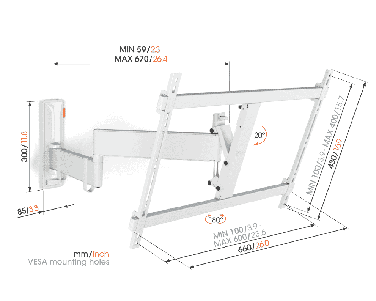 Vogels Full Motion+ TV Wall Mount White 40-77'