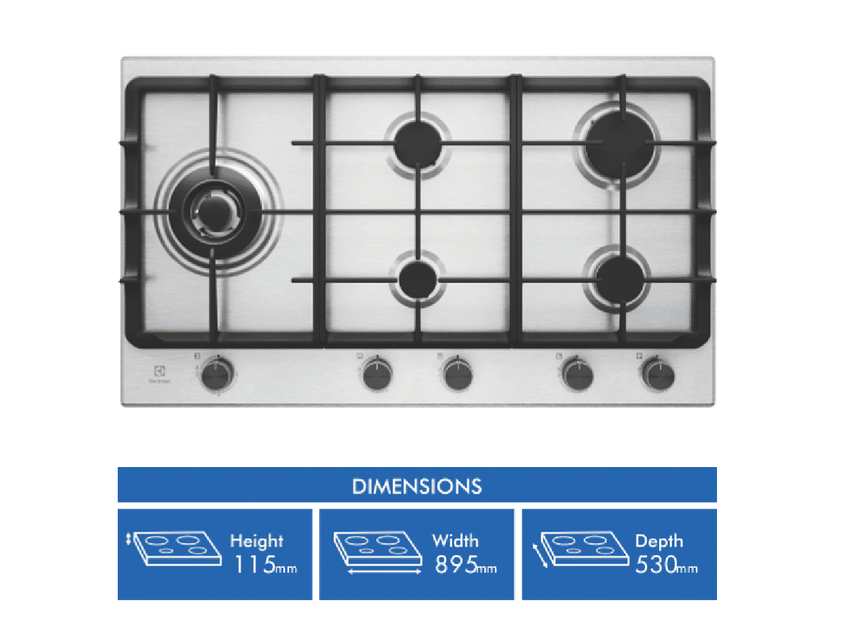 Electrolux 90cm Gas Cooktop Stainless Steel