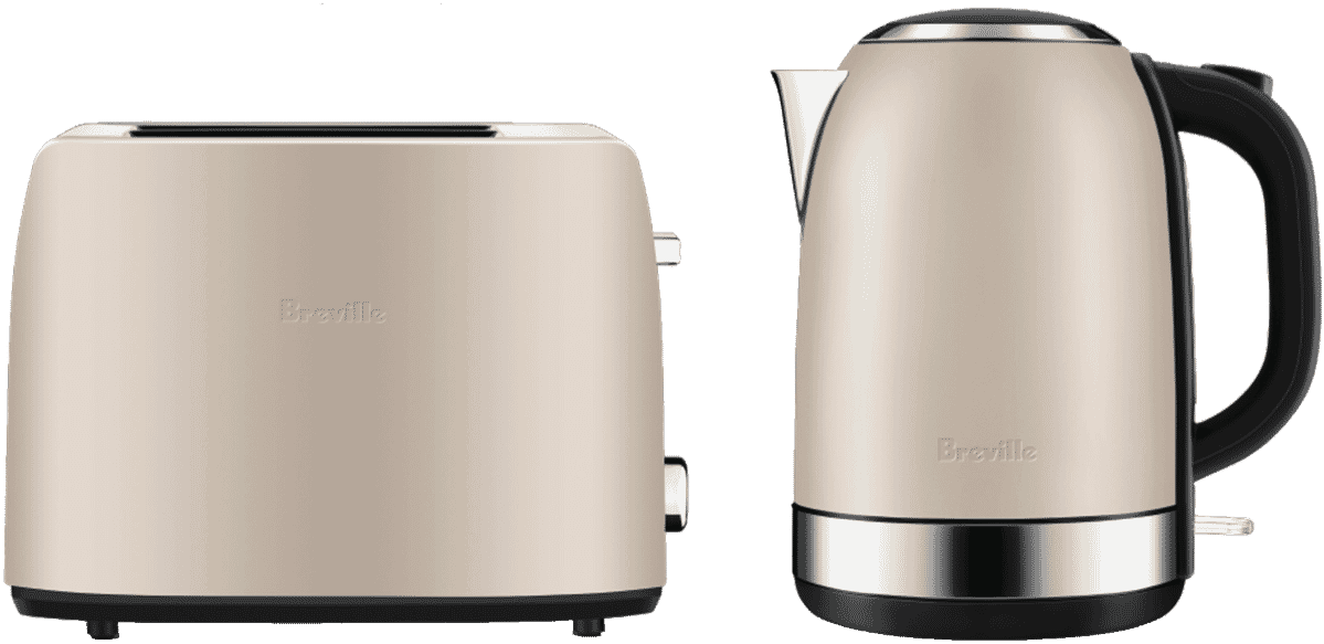 taupe kettle and toaster set