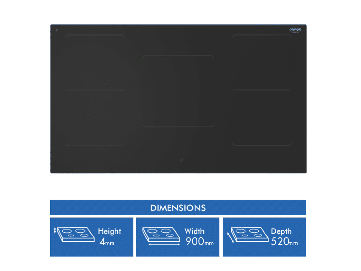 DeLonghi SLI 905 90cm Induction Cooktop Black Glass at The Good Guys