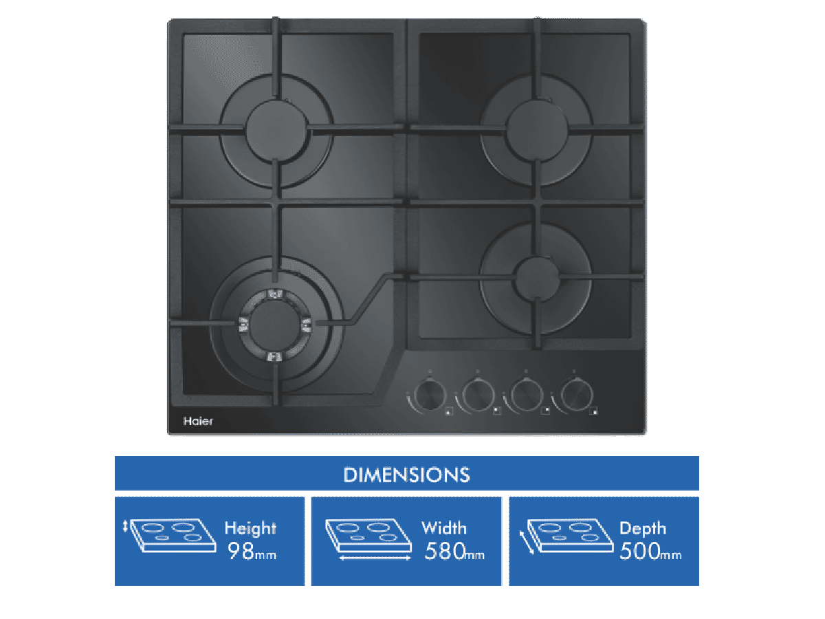Haier 60cm Gas on Glass Cooktop HCG604WFCG3