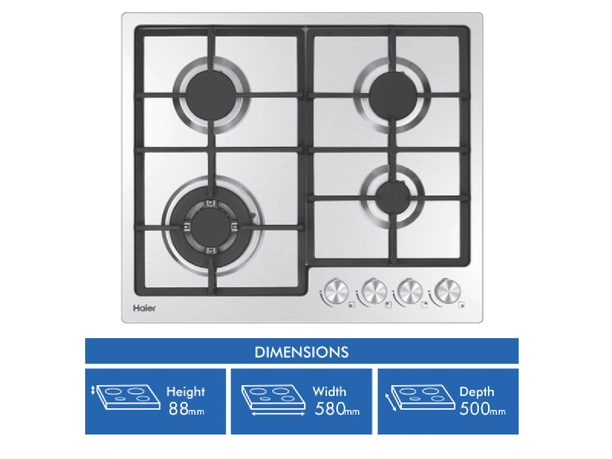 Haier 60cm Gas on Steel Cooktop