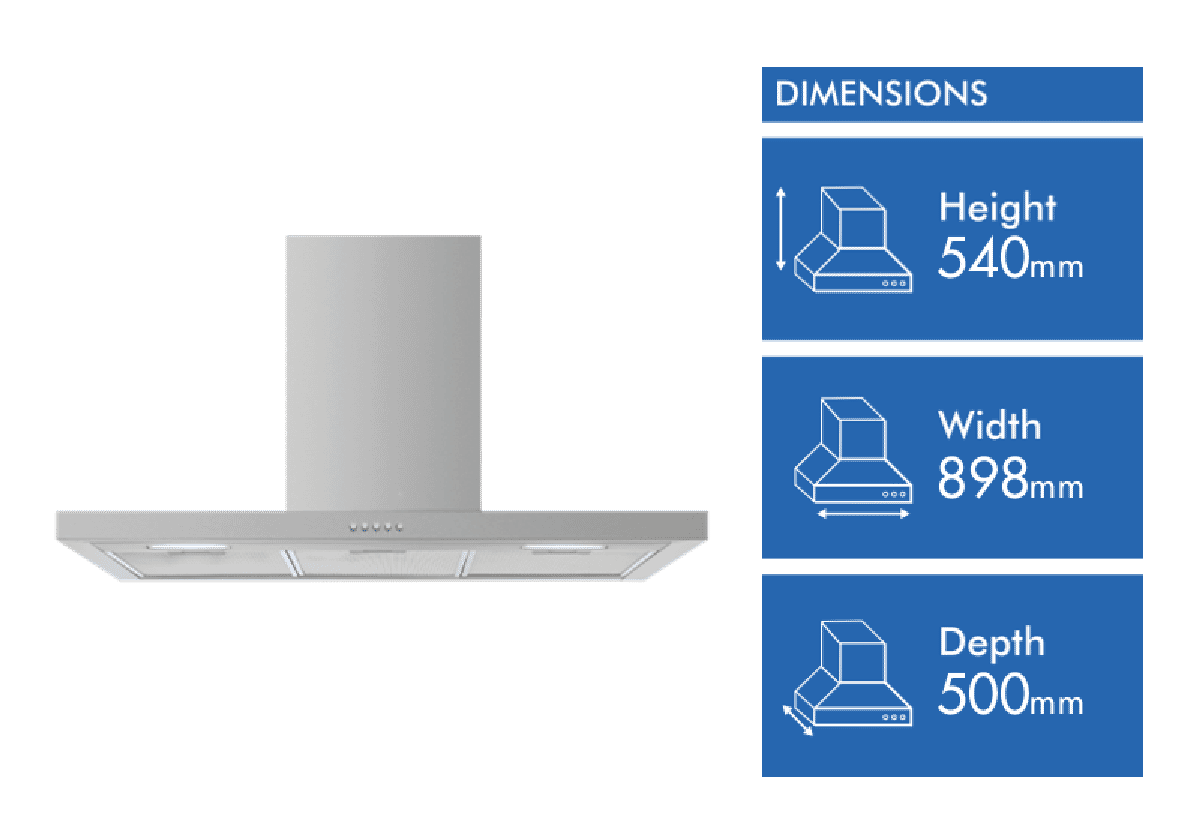 Haier 90cm Canopy Rangehood Stainless Steel
