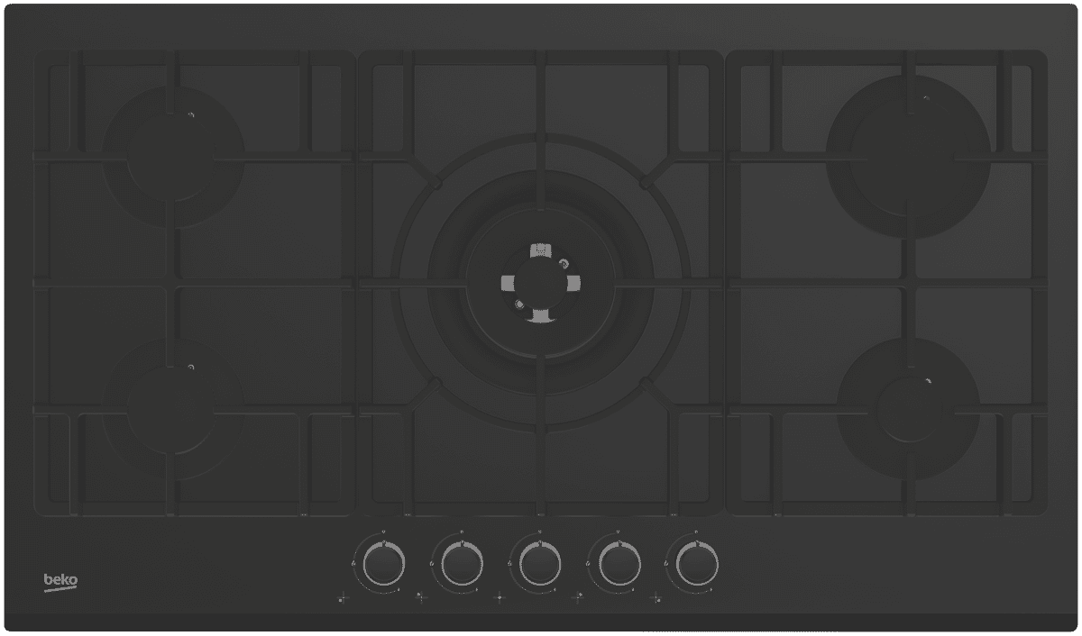 beko black glass gas hob