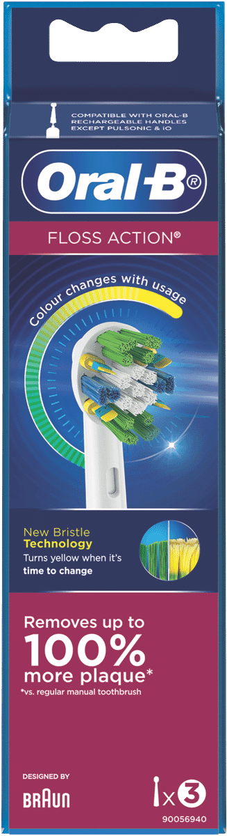 Oral B Floss Action Replacement Brush Head 3pk