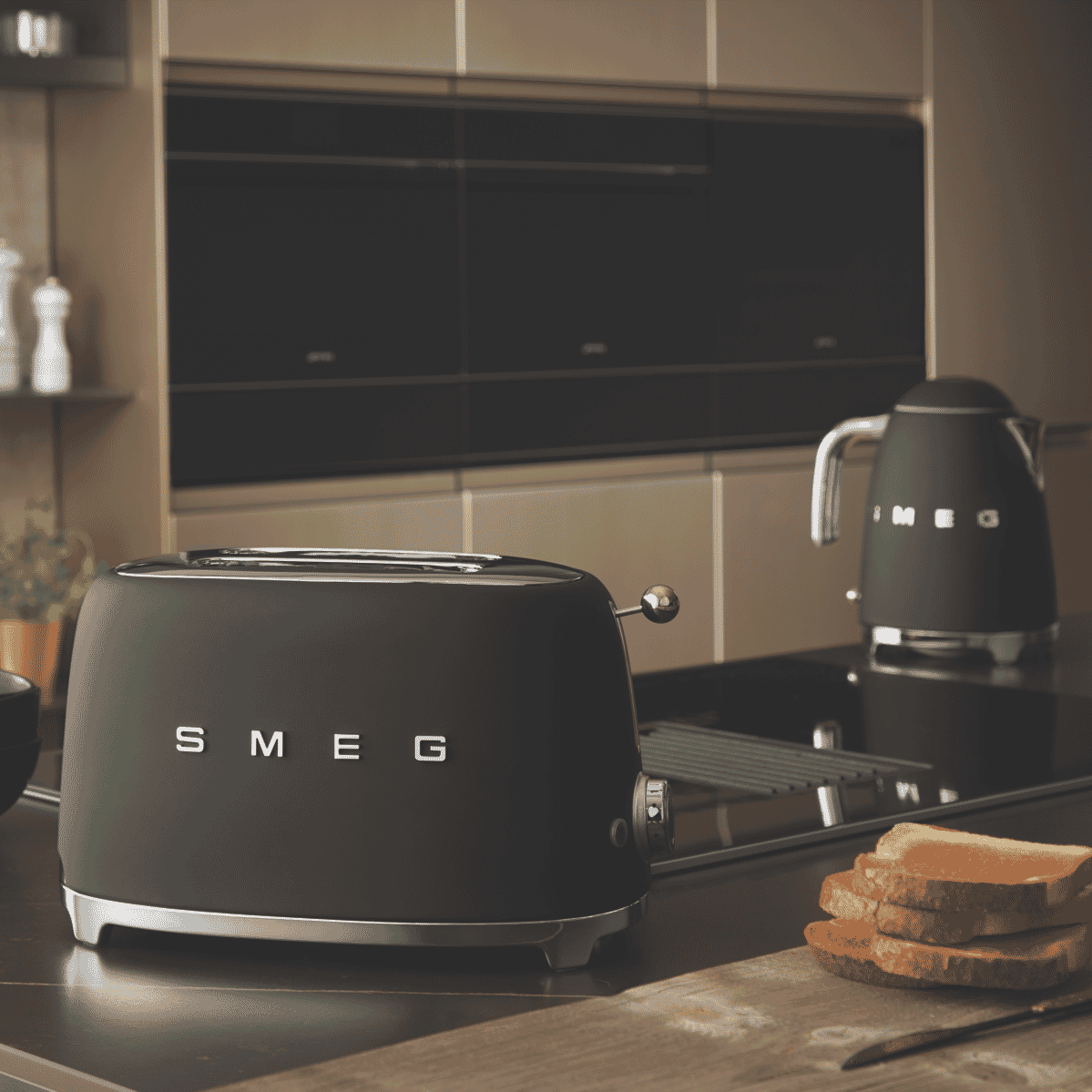Smeg TSF01BLMAU 2 Slice Toaster 50's Style Matte Black at The Good Guys