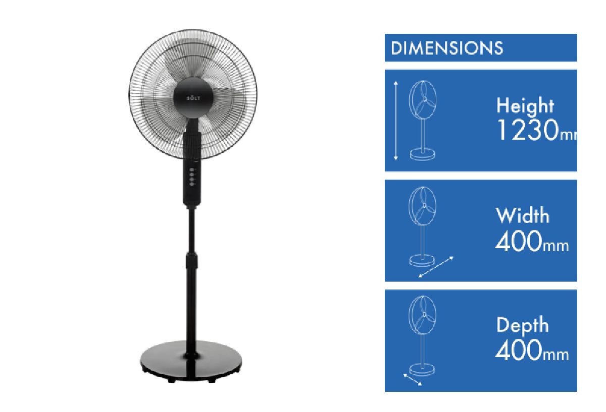 Solt GGSPFS14TB 1.4m Pedestal Fan at The Good Guys