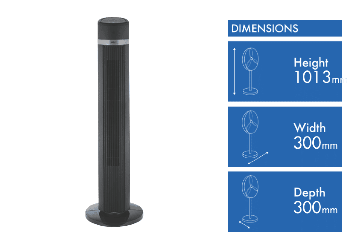 Solt 103cm Tower Fan Black