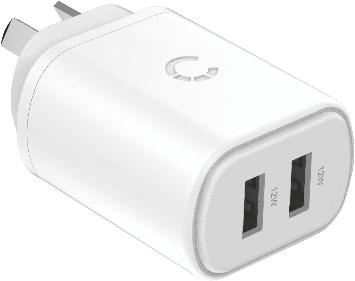 Cygnett PowerPlus 12w Dual Port Wall Charger White