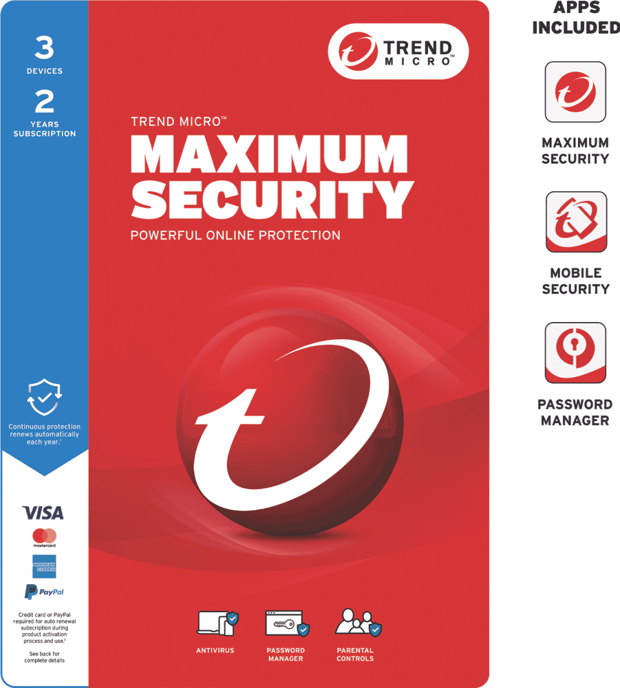 Trend Micro AUTMALL015 Maximum Security (3 Device 2 Year) at The Good Guys