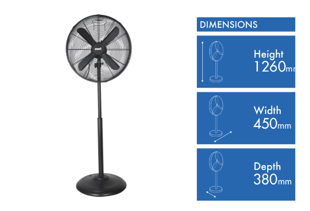 EWT EWTPF40MBLK 40cm Pedestal Fan at The Good Guys