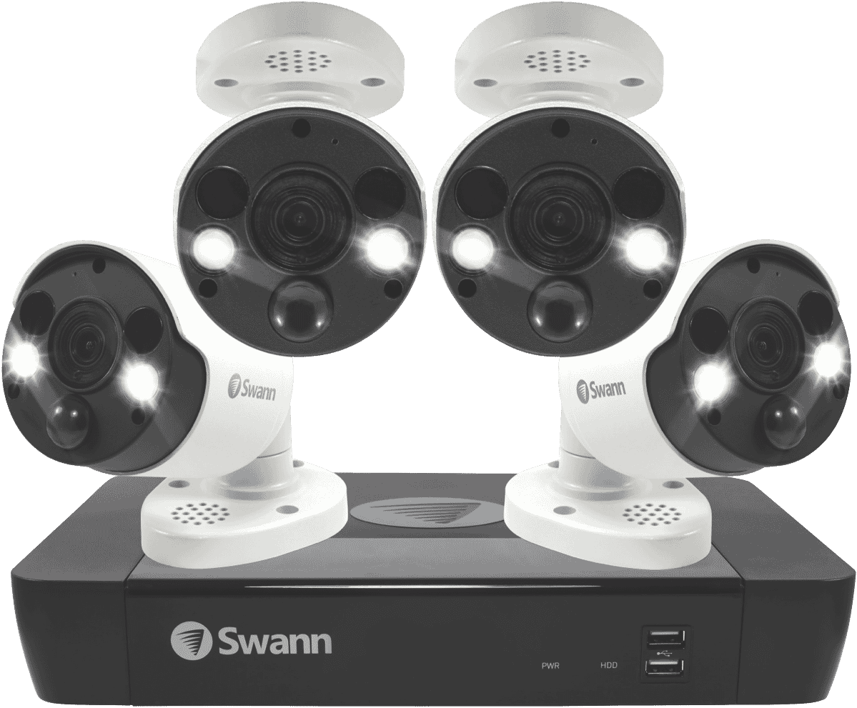 Swann 4 x Bullet w/ Spotlights Camera 8 Channel 4K Ultra HD 2TB NVR CCTV Kit