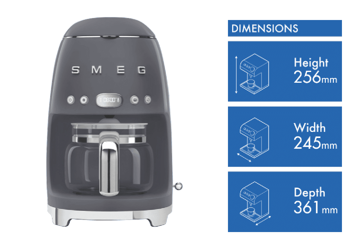 SMEG Beige Retro-Style Drip Coffee Maker, 1.2 L SMEG