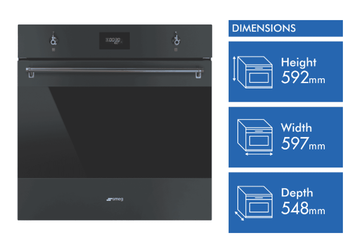 Smeg 60cm Classic Pyrolytic Oven Matt Black